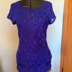 INC International Concepts Royal Blue Lace Blouse